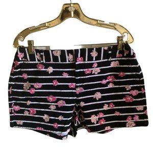 Elle Womens Multicolor Floral Flat Front Casual Comfort Chino Shorts Size 10